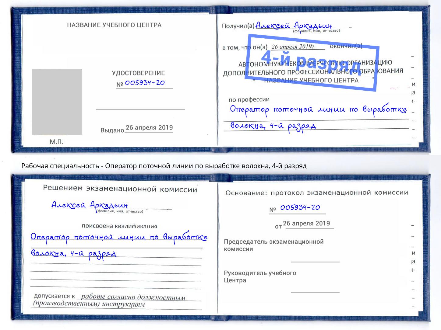 корочка 4-й разряд Оператор поточной линии по выработке волокна Буйнакск